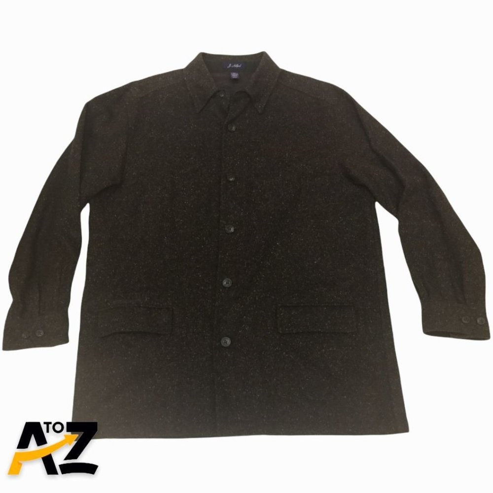Men's J. Ashford Button-up Wool Overcoat w/2 Pockets Size L